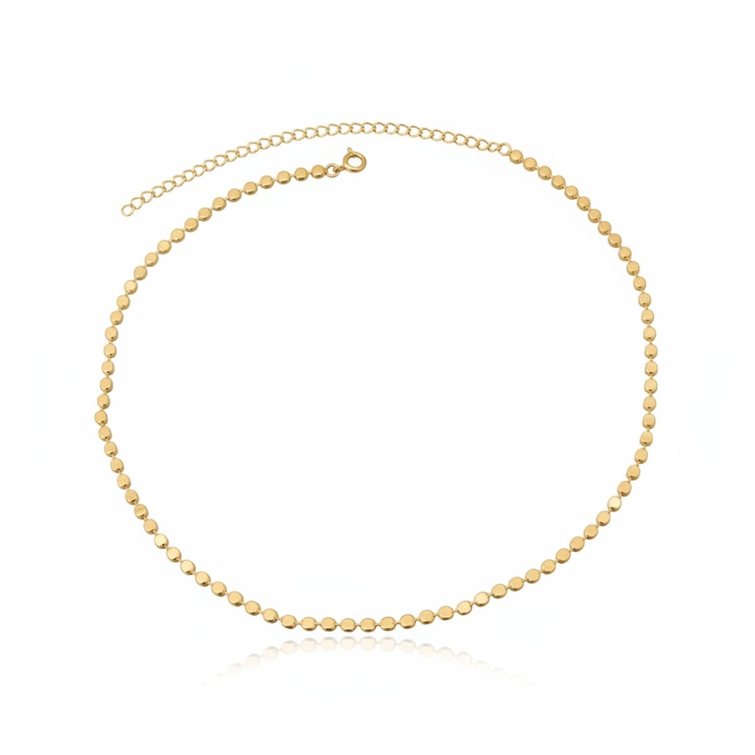 Colar choker bolinha amassada 3mm